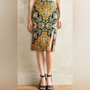 Anthropologie Maeve Multicolor Patterned Pencil Skirt MEDIUM Slit